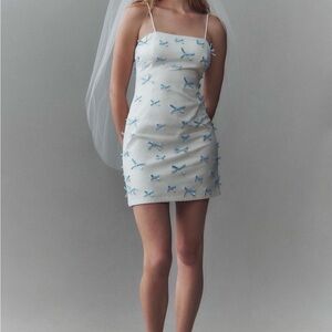 White Dress with Blue Bows